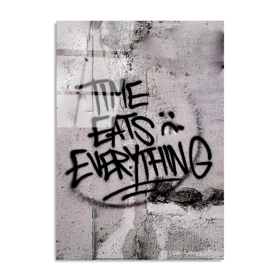 Time Eats Everything Graffiti Cam Tablo - Gri