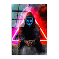 Maskeli Hoodie Figür Kırmızı Cam Tablo - Siyah