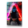 Maskeli Hoodie Figür Kırmızı Cam Tablo - Siyah