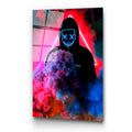 Maskeli Hoodie Figur Duman Cam Tablo - Siyah