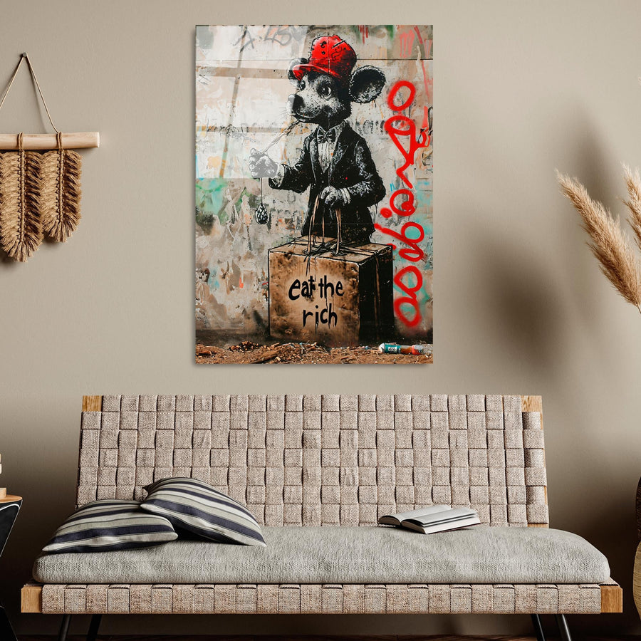 Fare Graffiti Streetart Cam Tablo - Siyah
