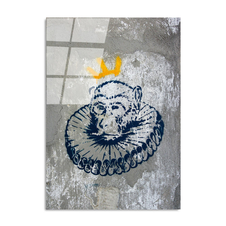 Tac Giyen Maymun Graffiti Cam Tablo - Gri