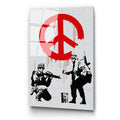 Asker Baris Isareti Banksy Cam Tablo - Beyaz