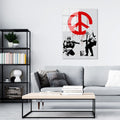 Asker Baris Isareti Banksy Cam Tablo - Beyaz
