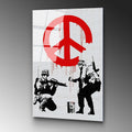 Asker Baris Isareti Banksy Cam Tablo - Beyaz