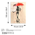 İskelet Şemsiye Banksy Cam Tablo - Krem