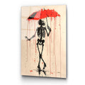 İskelet Şemsiye Banksy Cam Tablo - Krem