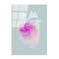 Holografik Kalp Anatomik Modern Cam Tablo - Pembe