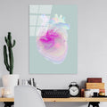 Holografik Kalp Anatomik Modern Cam Tablo - Pembe
