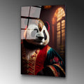 Kostumlu Panda Portre Cam Tablo - Siyah