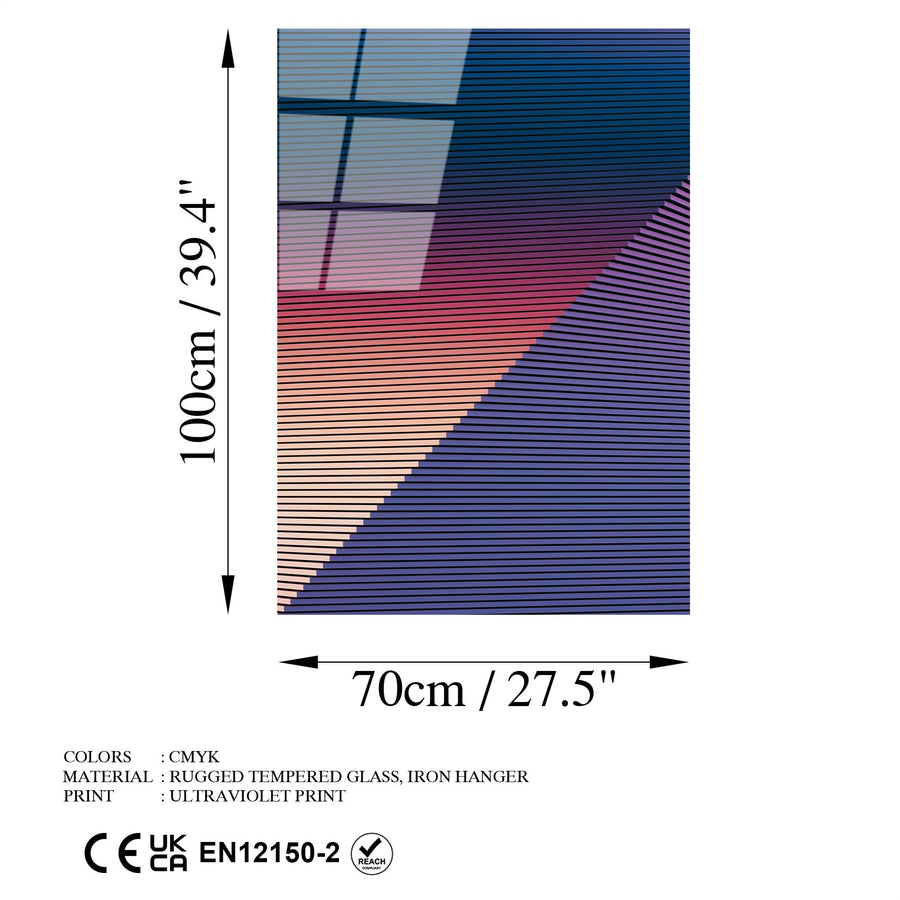 Mimari Cizgili Soyut Cam Tablo - Mor