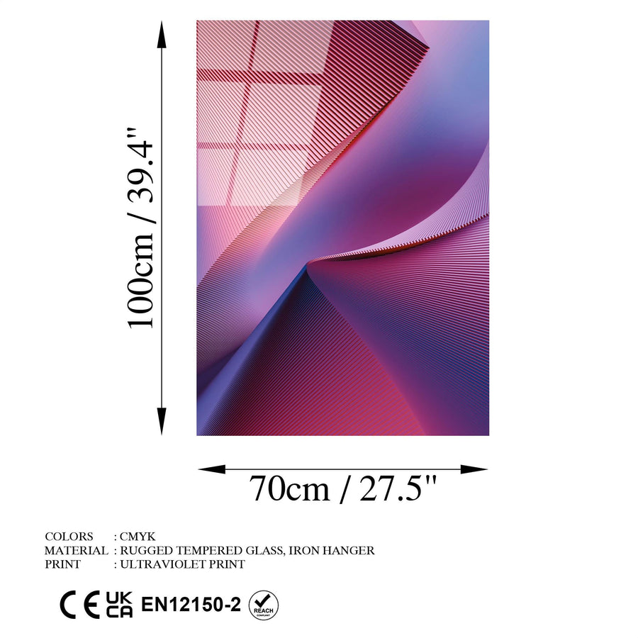 Soyut Geometrik Cam Tablo - Mor