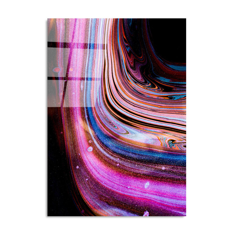 Soyut Mermer Dalgali Cam Tablo - Pembe