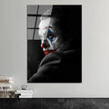Joker Portre Siyah Beyaz Cam Tablo - Siyah