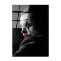Joker Portre Siyah Beyaz Cam Tablo - Siyah