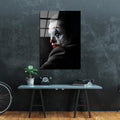 Joker Portre Siyah Beyaz Cam Tablo - Siyah