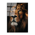 Aslan Portre Fotograf Cam Tablo - Kahve