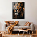 Aslan Portre Fotograf Cam Tablo - Kahve