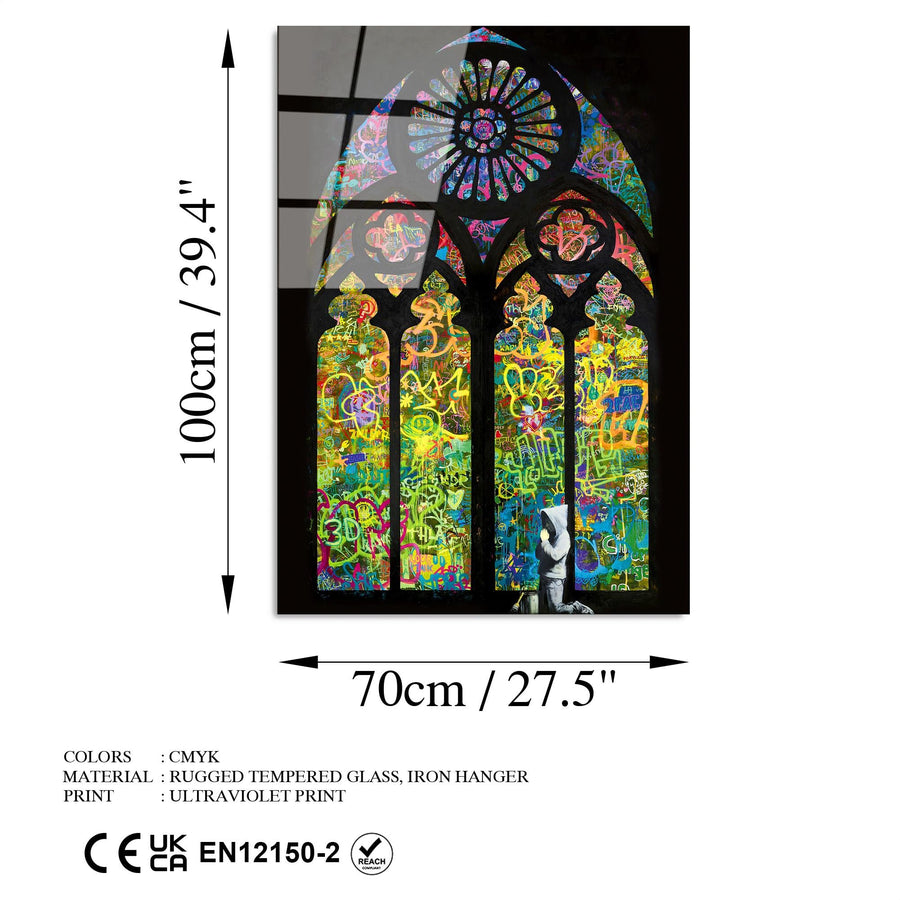 Vitray Graffiti Cam Tablo - Cok Renkli
