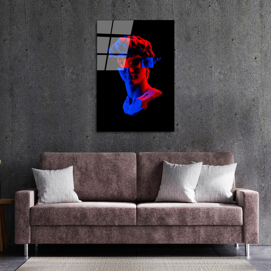 Davut Heykeli Pop Art Cam Tablo - Siyah