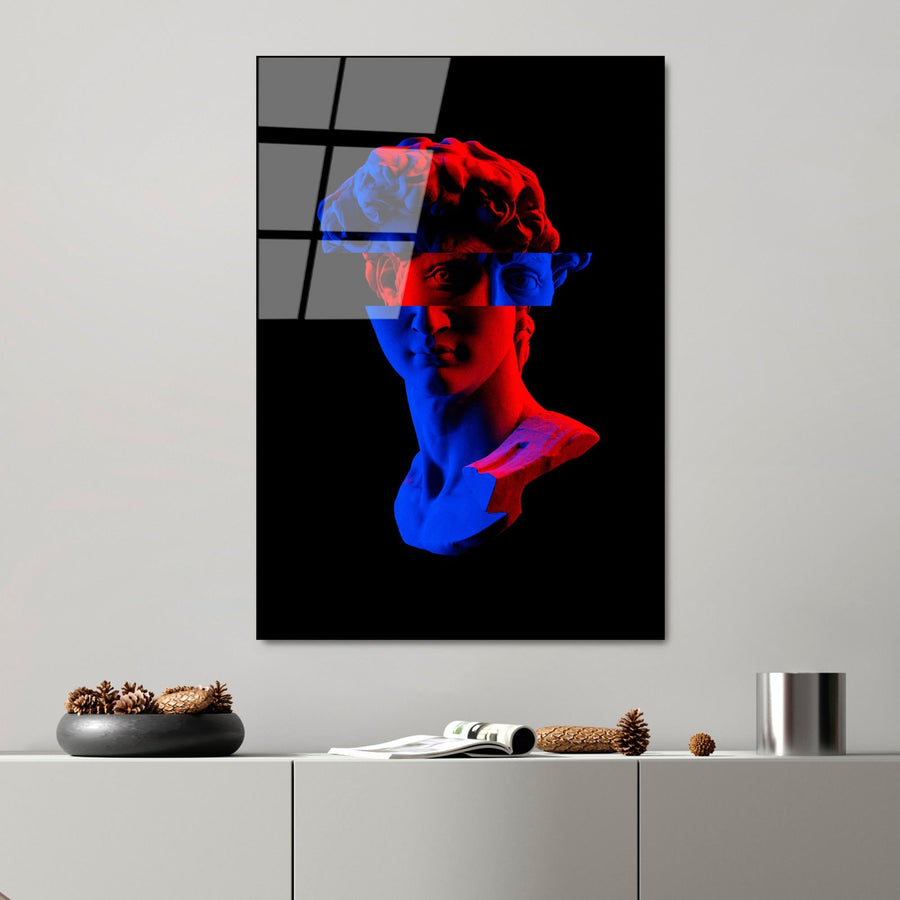 Davut Heykeli Pop Art Cam Tablo - Siyah