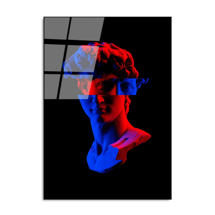 Davut Heykeli Pop Art Cam Tablo - Siyah