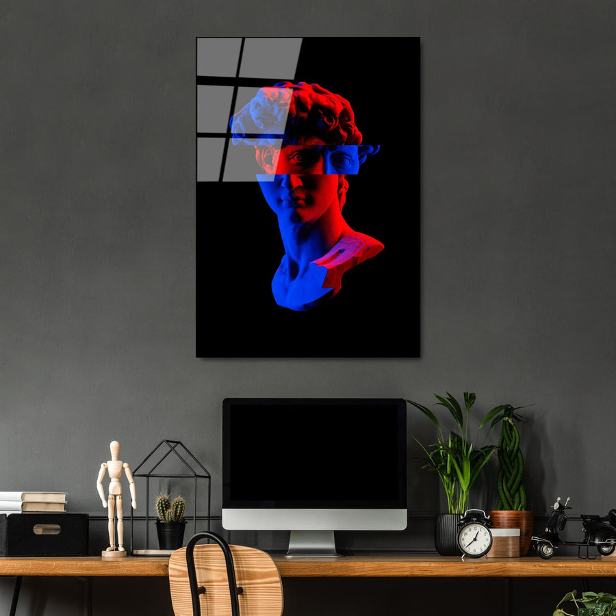 Davut Heykeli Pop Art Cam Tablo - Siyah