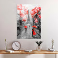 Paris Eyfel Romantik Cam Tablo - Gri
