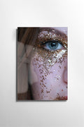 Altin Glitter Goz Portre Cam Tablo - Kahve