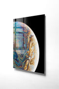 Soyut Kure Marbling Cam Tablo - Siyah