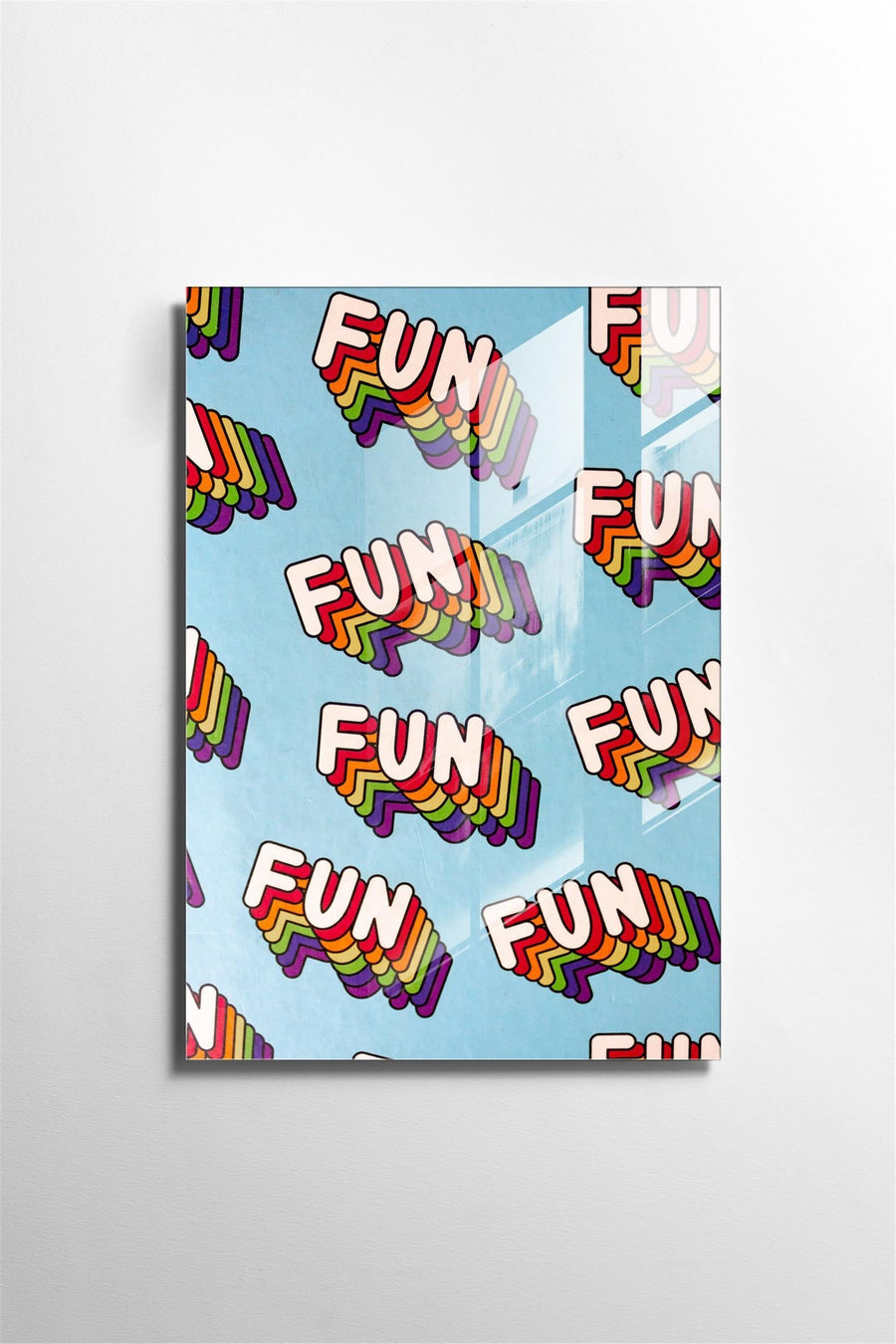 Fun Yazili Mavi Pop-Art Cam Tablo - Mavi