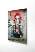Marilyn Monroe Punk Grafiti Cam Tablo - Gri