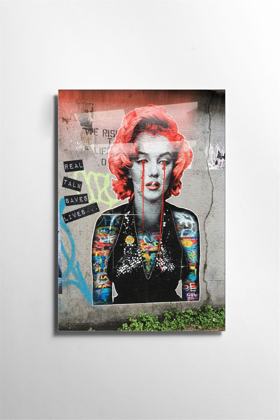 Marilyn Monroe Punk Grafiti Cam Tablo - Gri