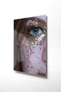 Altin Glitter Goz Kadin Cam Tablo - Pembe