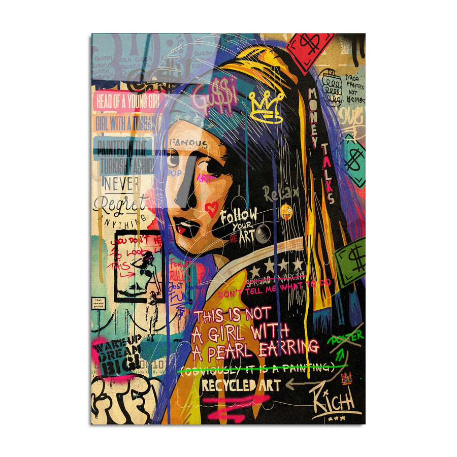 Graffiti Kucuk Gelin Pop Art Cam Tablo - Cok-Renkli