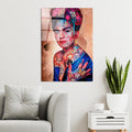 Frida Kahlo Bakir Pop Art Cam Tablo - Bakir