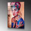 Frida Kahlo Bakir Pop Art Cam Tablo - Bakir