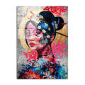 Geisha Graffiti Pop Art Cam Tablo - Cok-Renkli