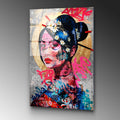 Geisha Graffiti Pop Art Cam Tablo - Cok-Renkli
