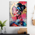 Geisha Graffiti Pop Art Cam Tablo - Cok-Renkli
