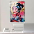 Geisha Graffiti Pop Art Cam Tablo - Cok-Renkli