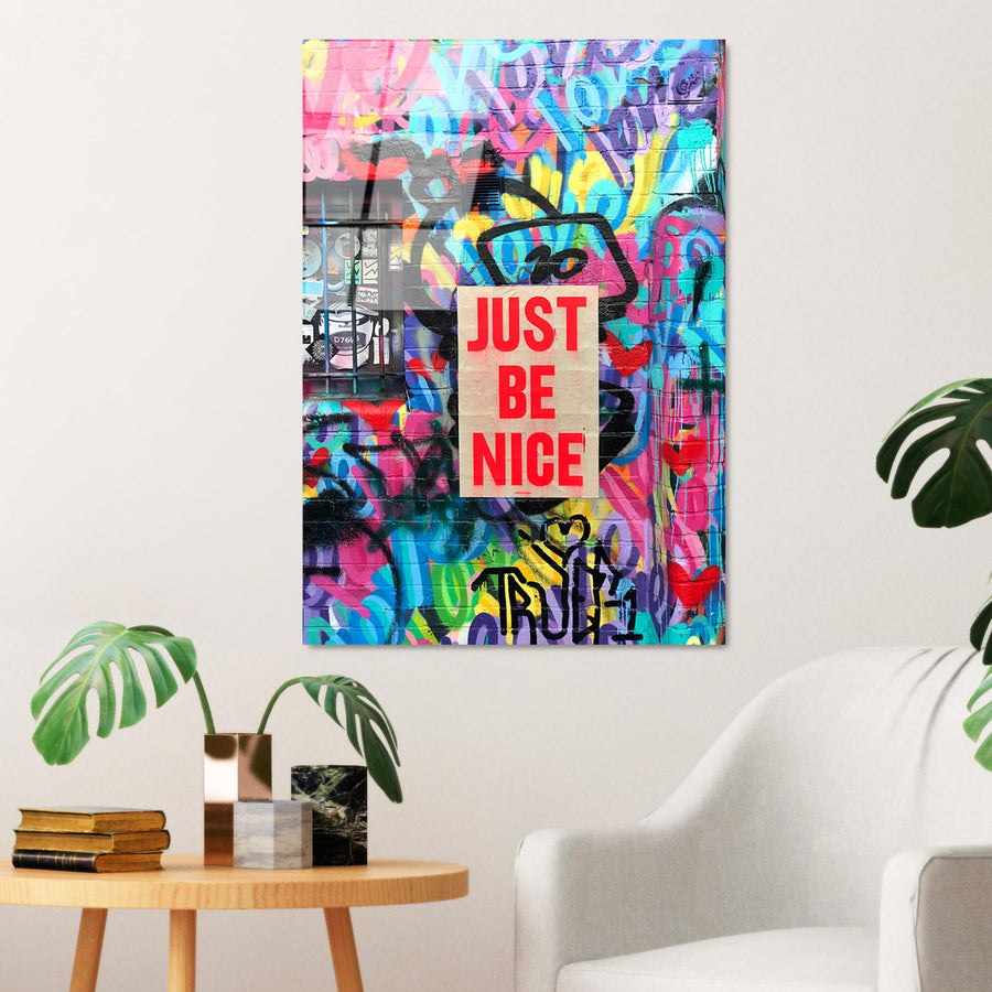 Just Be Nice Graffiti Cam Tablo - Cok-Renkli