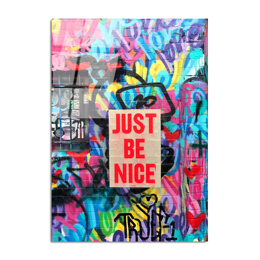 Just Be Nice Graffiti Cam Tablo - Cok-Renkli