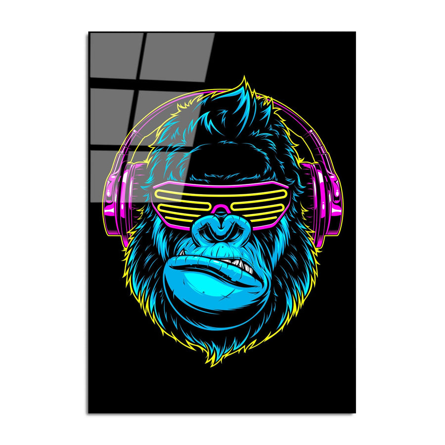 Gorilla Pop Art Cam Tablo - Siyah