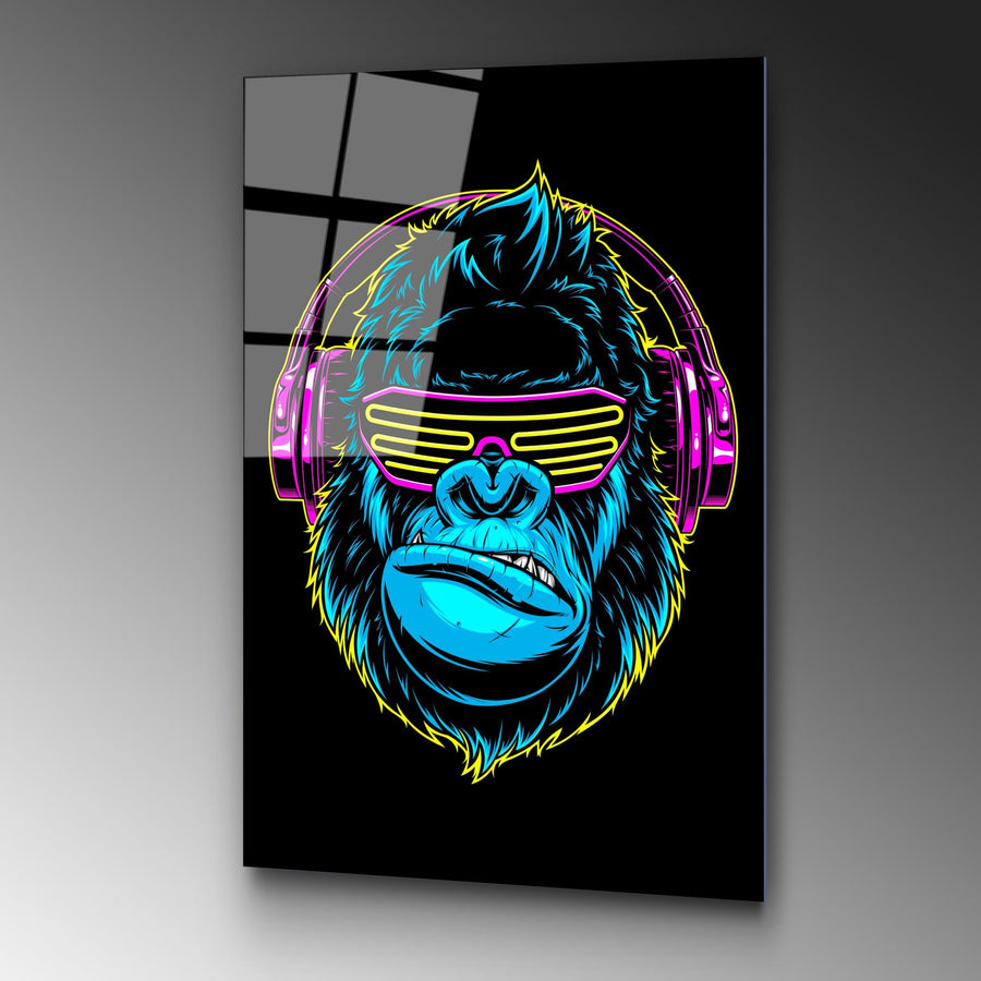 Gorilla Pop Art Cam Tablo - Siyah