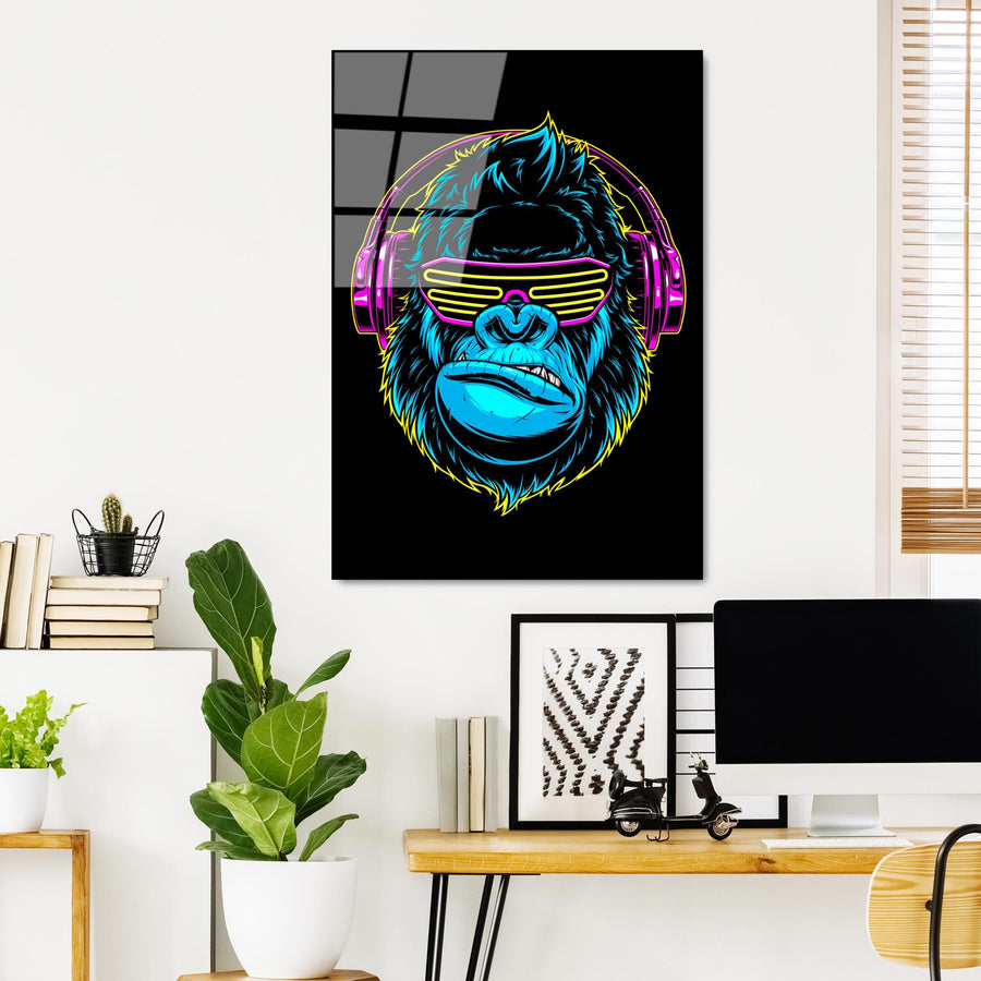 Gorilla Pop Art Cam Tablo - Siyah