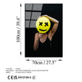Smiley Balon Kadin Cam Tablo - Siyah
