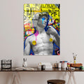 Pop Art David Heykeli Cam Tablo - Sari