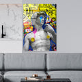 Pop Art David Heykeli Cam Tablo - Sari