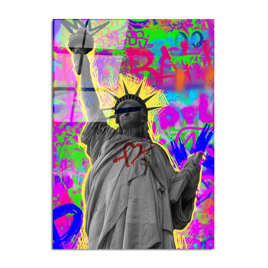 Ozguruk Heykeli Pop Art Cam Tablo - Pembe